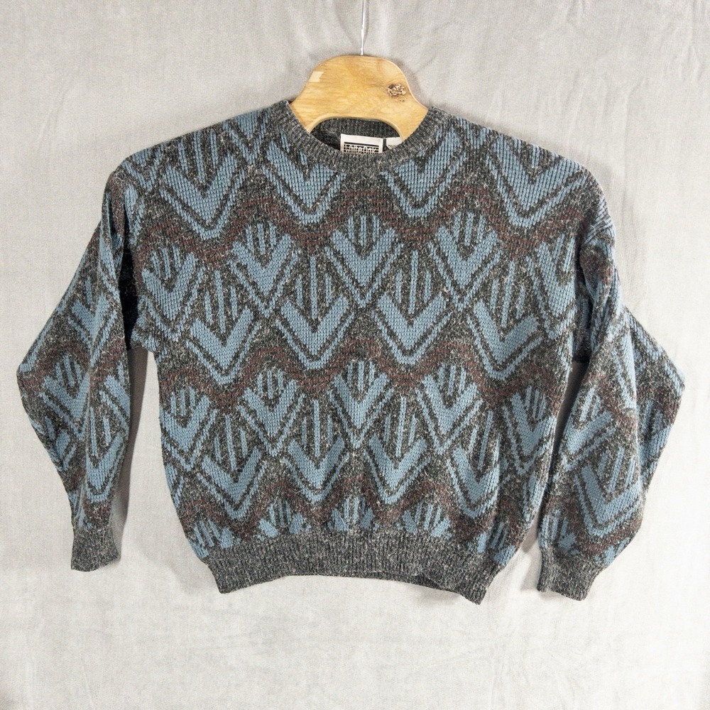 Vintage White Oak Geometric Knit Sweater Mens Large Acrylic &‎ Nylon